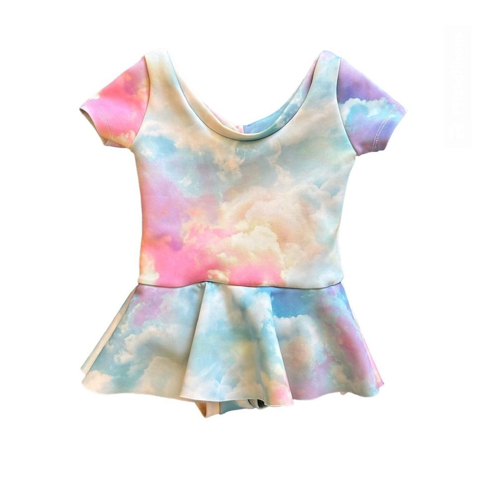 Wild Rich Kids pastel blue pink cloud skirted bodysuit size 12-18 months